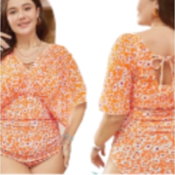NWT BloomChic Floral Mesh Dolman Sleeve One Piece Swimsuit Plus Size 3X - Picture 6 of 15